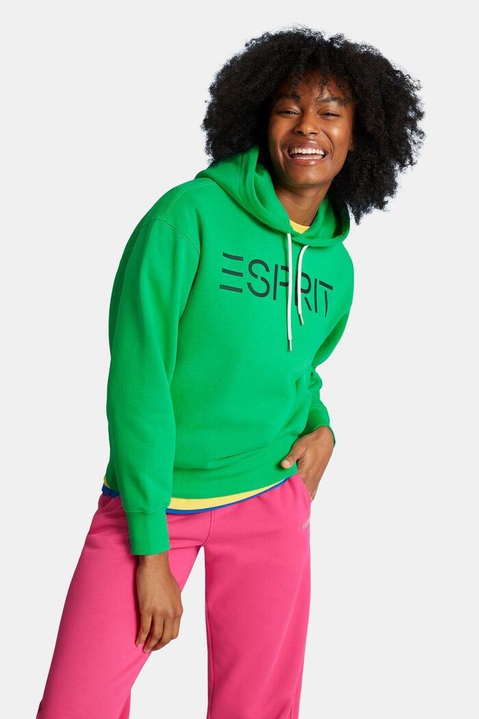 Uniseks hoodie van fleece met logo, GREEN, detail image number 0