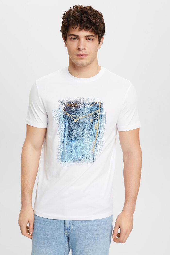 T-shirt met print van duurzaam katoen, WHITE, detail image number 0