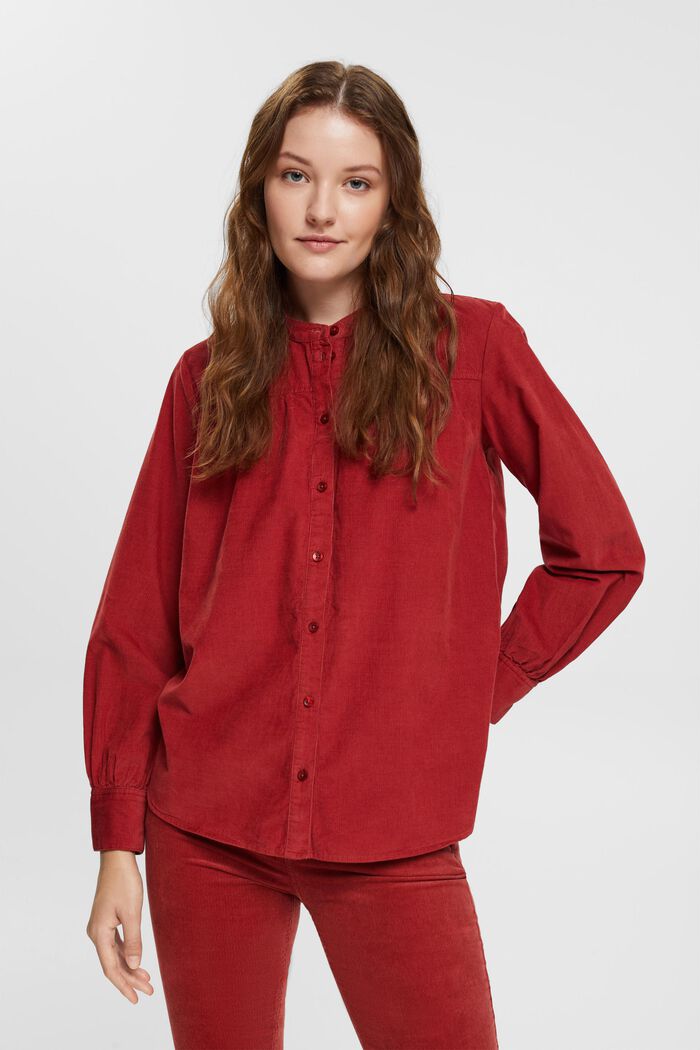 Corduroy blouse, TERRACOTTA, detail image number 0
