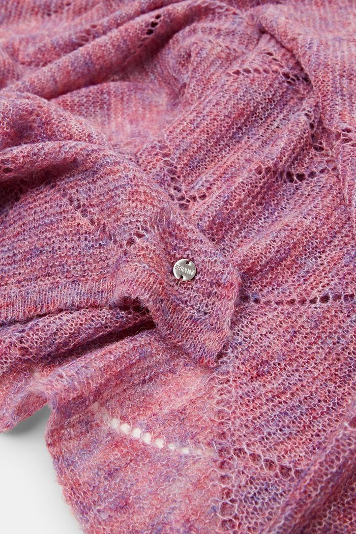 Gerecycled: ajour sjaal met wol, OLD PINK, detail image number 2