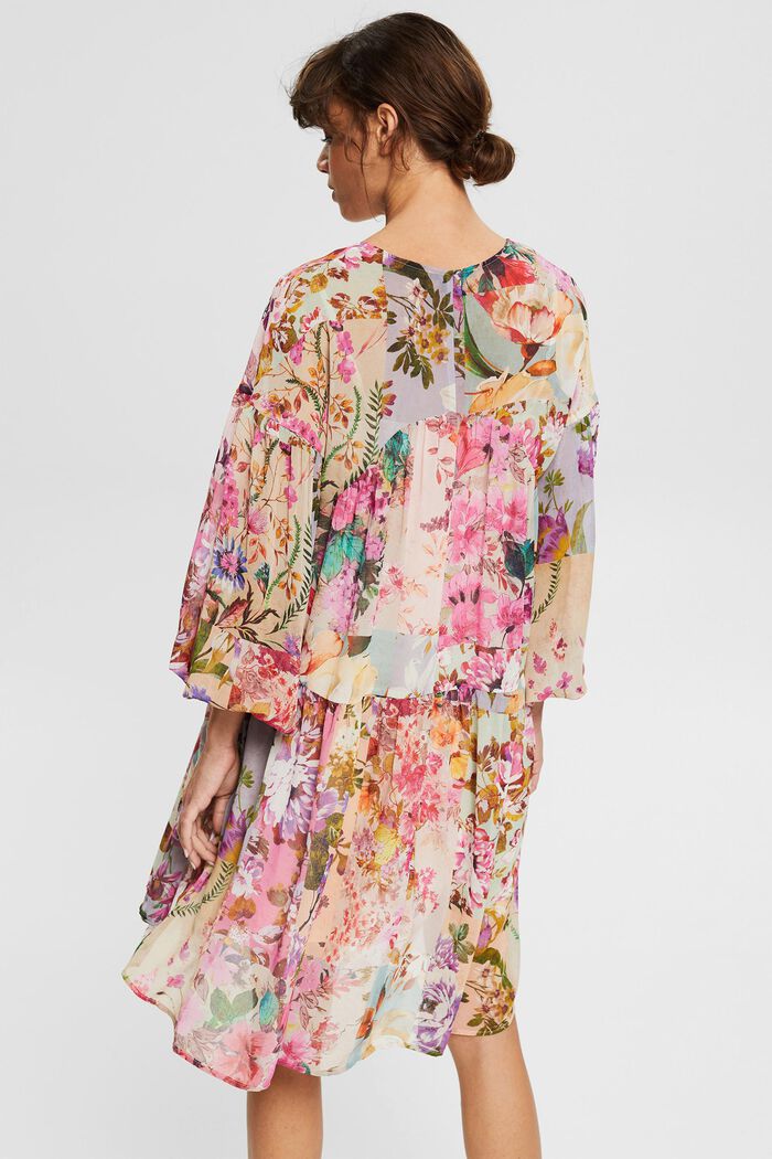 En matière recyclée : la robe en chiffon à motif floral, PINK FUCHSIA, detail image number 2