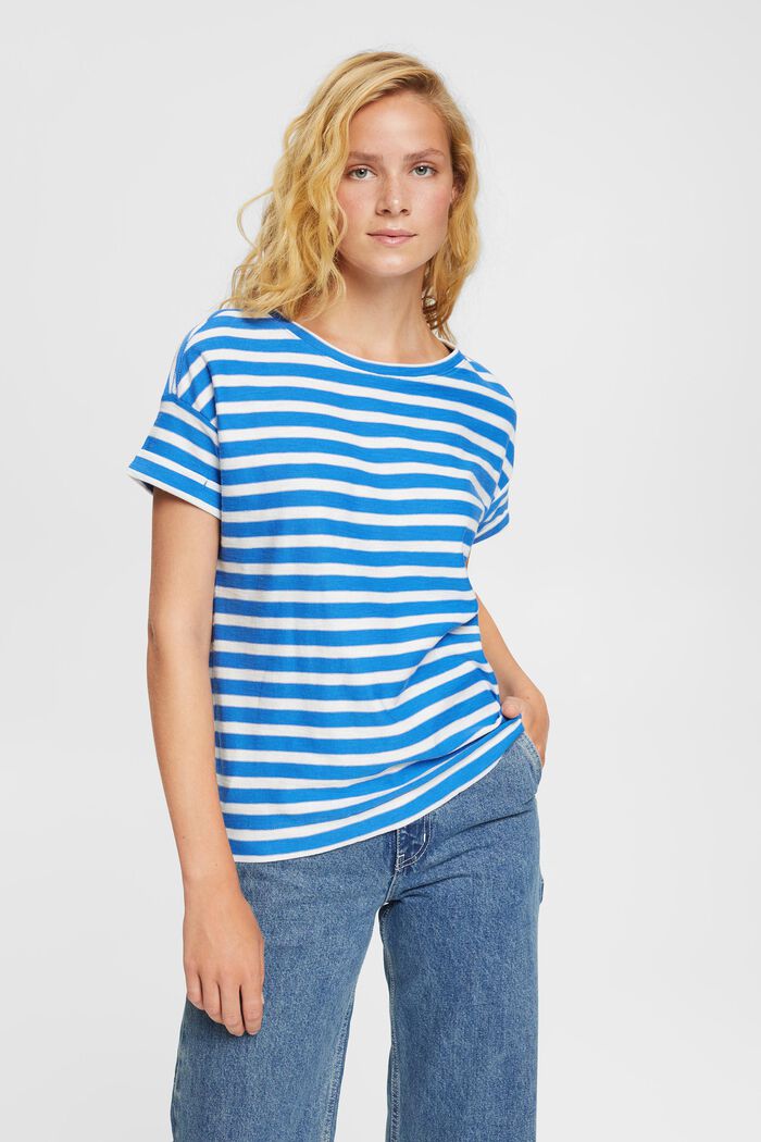 T-shirt met strepen, BRIGHT BLUE, detail image number 1