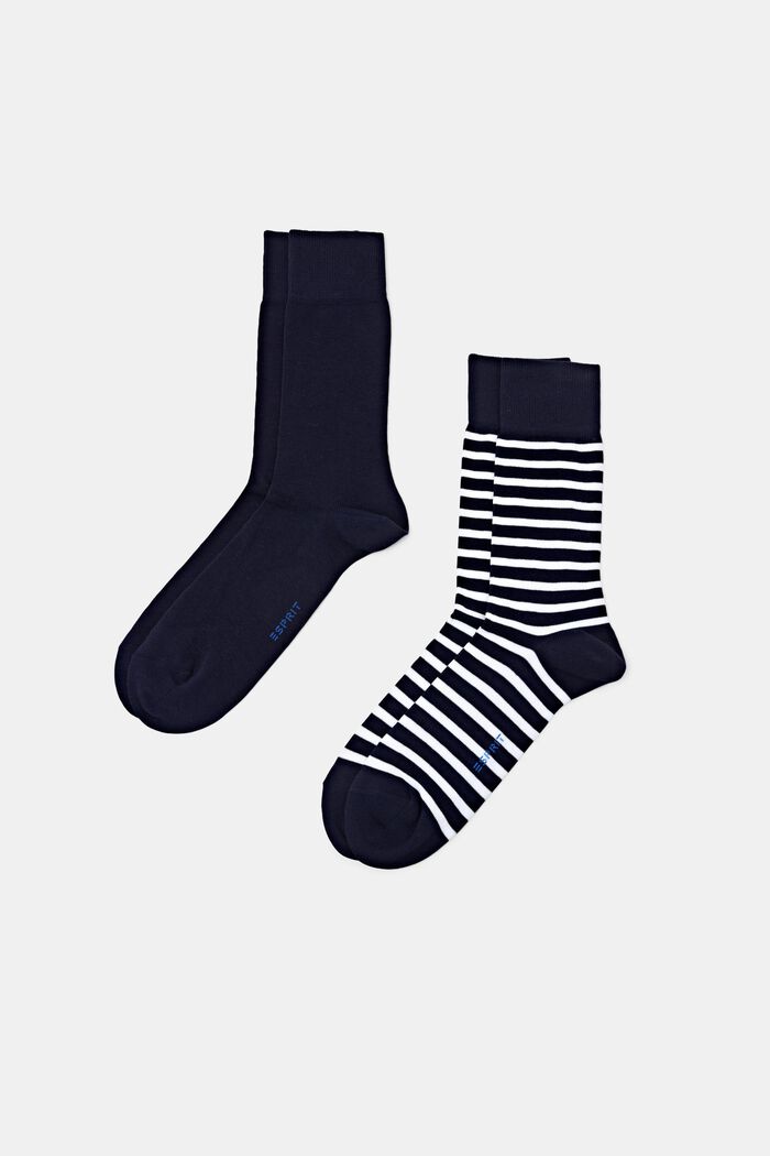 2 paar grofgebreide sokken, SPACE BLUE, detail image number 0