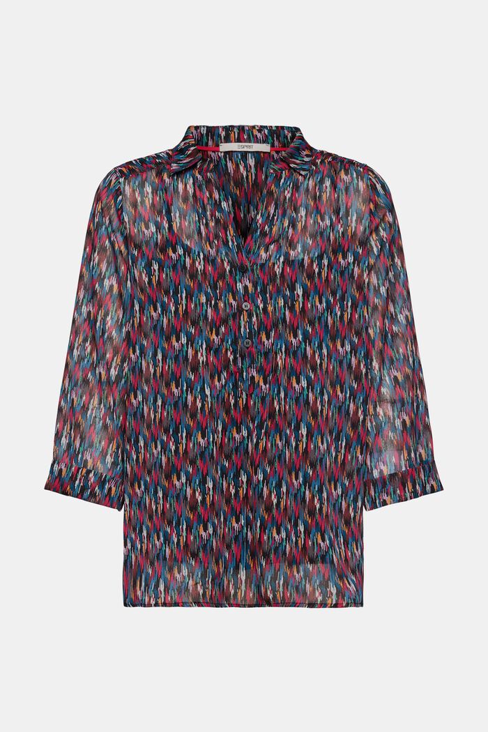 Chiffon blouse met motief en glittereffect, BLACK, detail image number 7