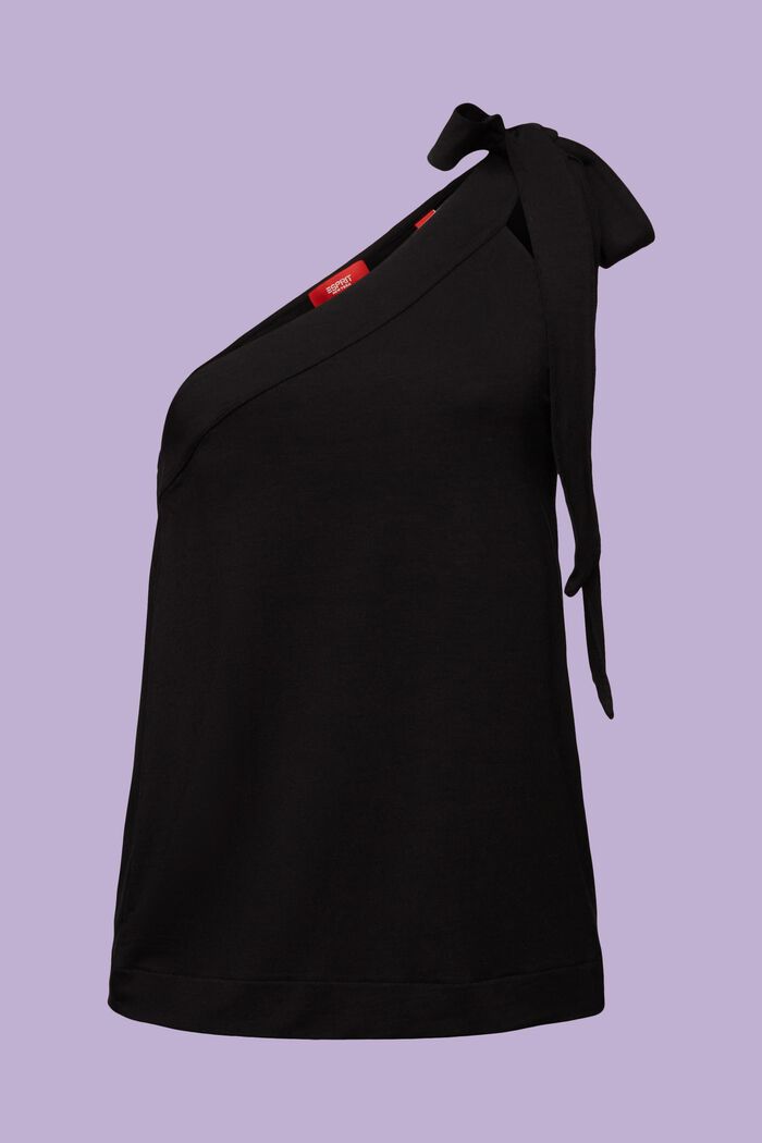 Jersey one shoulder-top, BLACK, detail image number 6