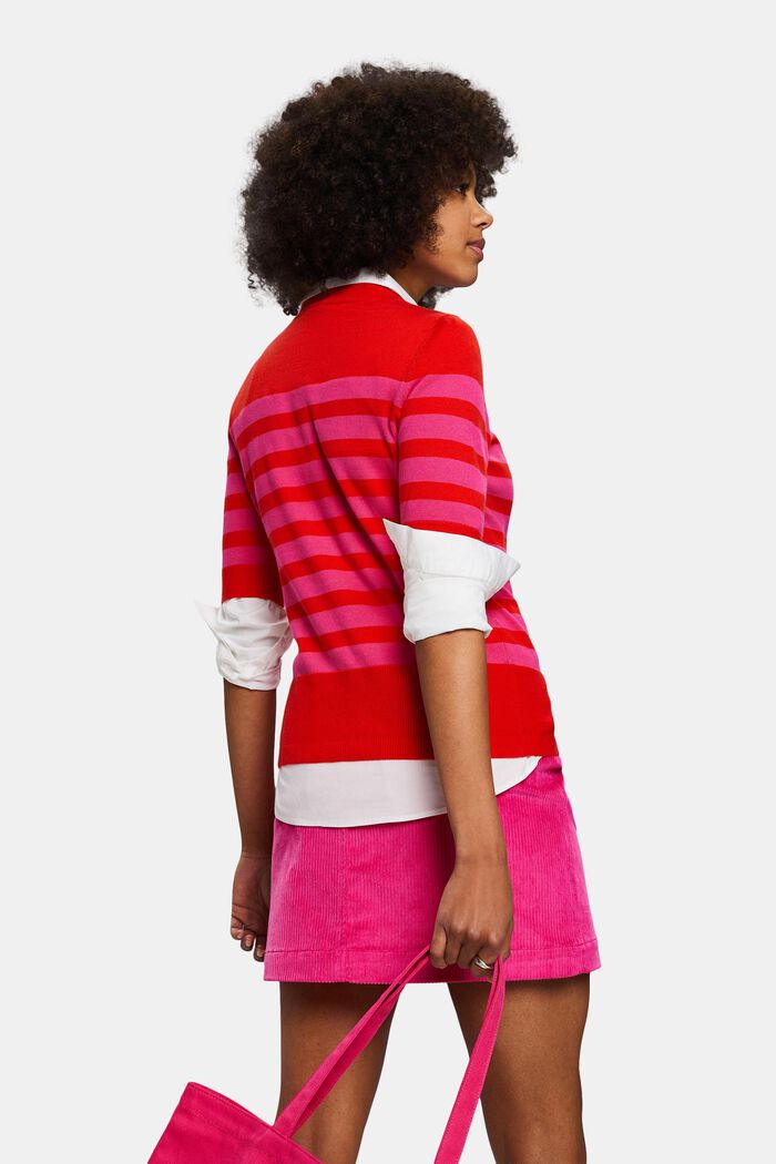 Sweat-shirt rayé à col ras-du-cou, RED, detail image number 4