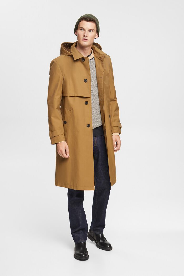 Trench-coat à capuche amovible, TAUPE, overview