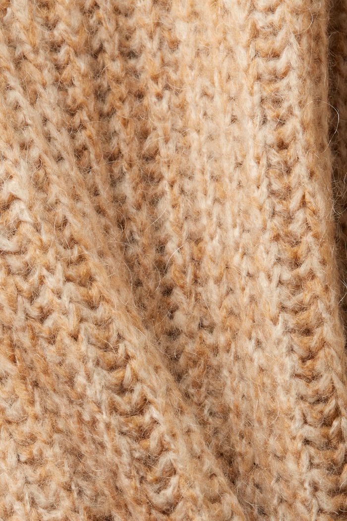 Grofgebreide trui met gesuggereerde hals, CARAMEL, detail image number 5