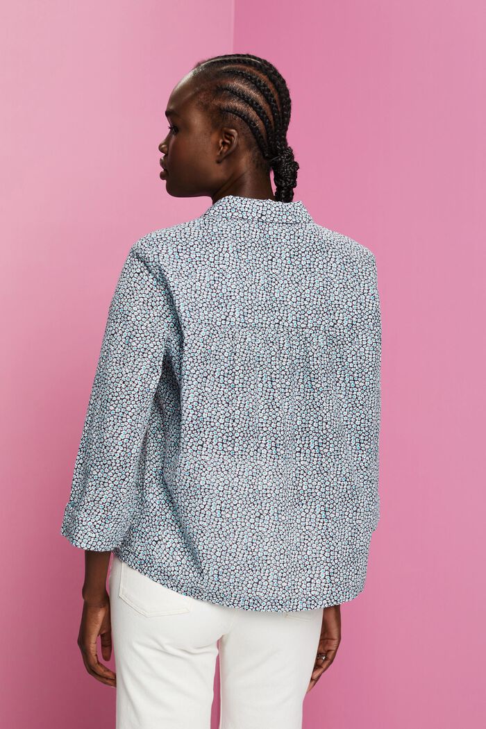 Katoenen blouse met bloemenprint, NAVY, detail image number 3