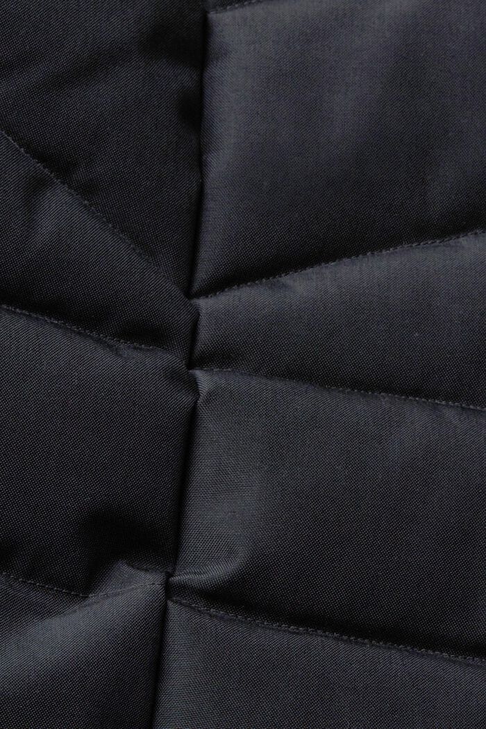 Gewatteerde jas met capuchon van imitatiebont, BLACK, detail image number 1