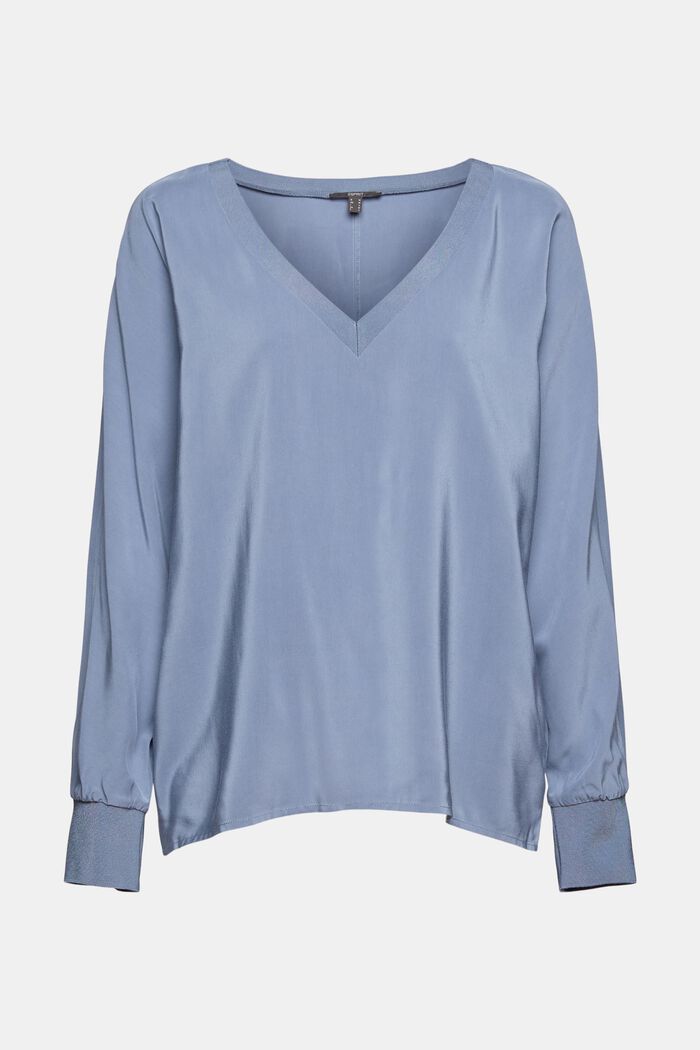 Oversized blouse met LENZING™ ECOVERO™, GREY BLUE, detail image number 6