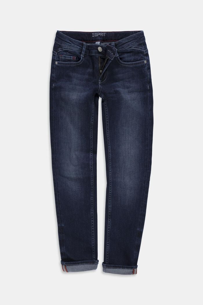 Reflecterende jeans met verstelbare band, BLUE DARK WASHED, detail image number 0