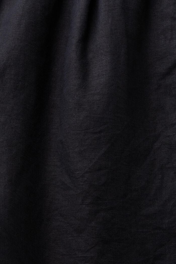 Pull-on short van katoen en linnen, BLACK, detail image number 6