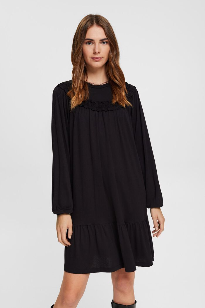 Mini-robe en maille, LENZING™ ECOVERO™, BLACK, detail image number 0