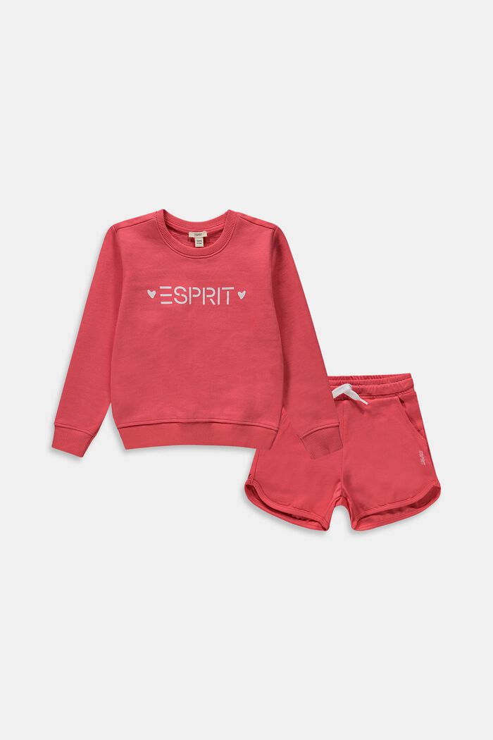 Set: sweatshirt en short, ORANGE RED, overview