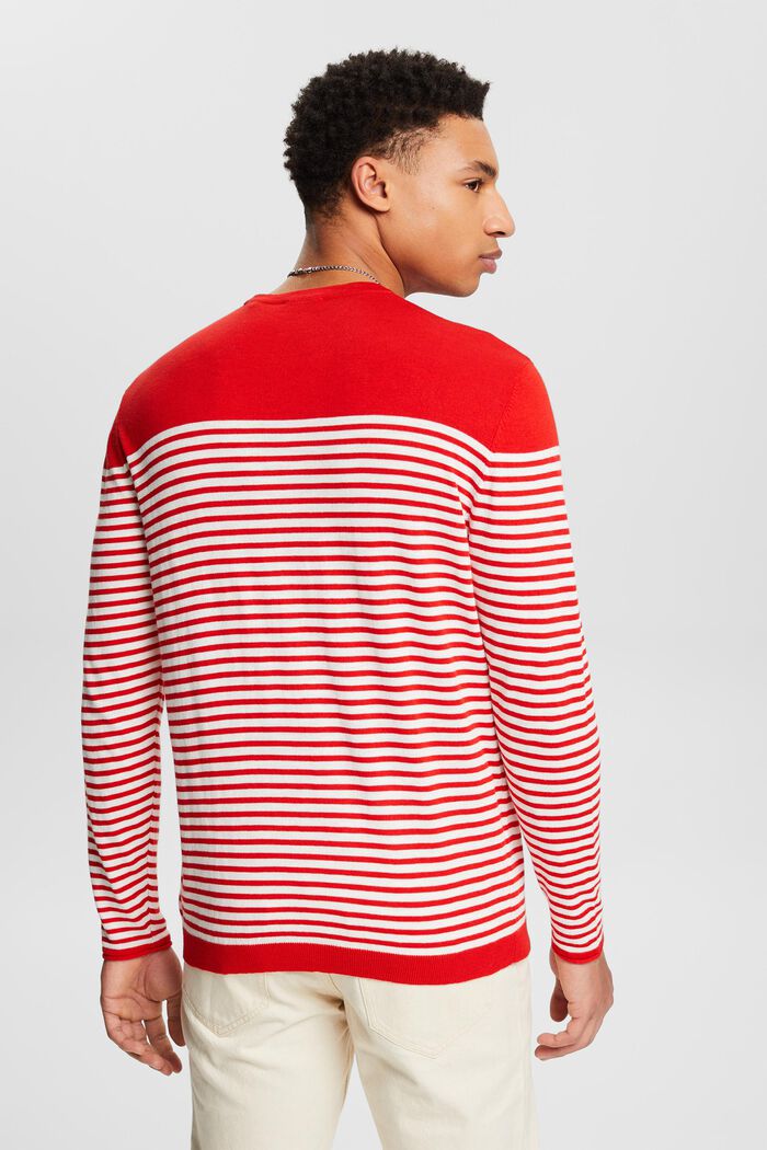 Gestreepte katoenen sweater, RED, detail image number 2