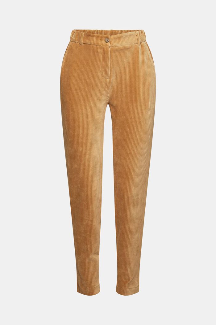 Pantalon en velours côtelé au confort stretch, CAMEL, overview