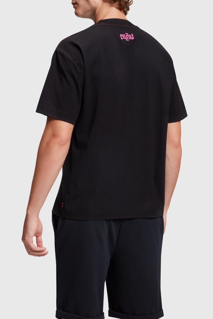 T-shirt de coupe Relaxed Fit à imprimé fluo, BLACK, detail image number 1