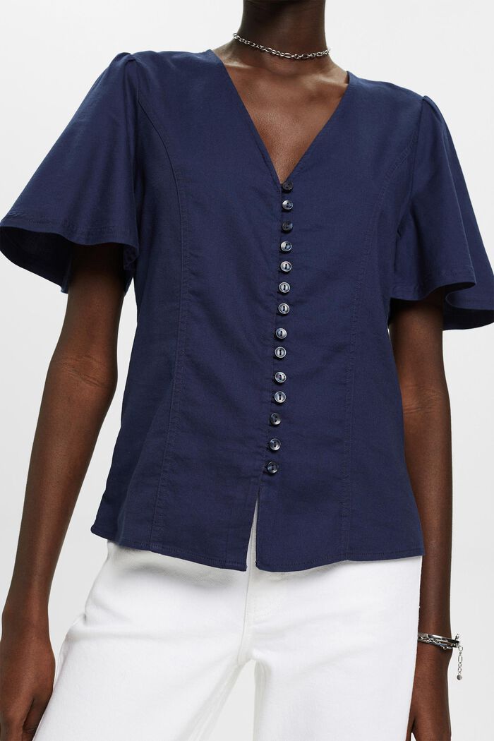 Getailleerde blouse met knopen, NAVY, detail image number 2