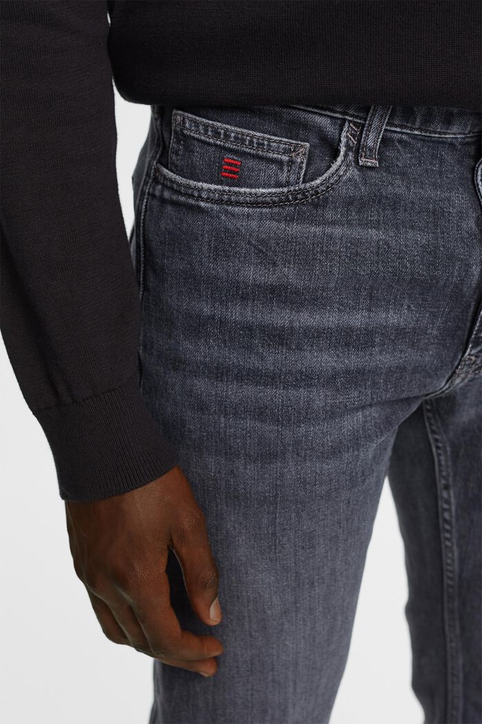 Jeans met middelhoge taille en rechte pijpen, BLACK MEDIUM WASHED, detail image number 2