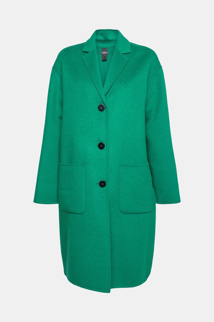 Manteau à teneur en laine, EMERALD GREEN, overview