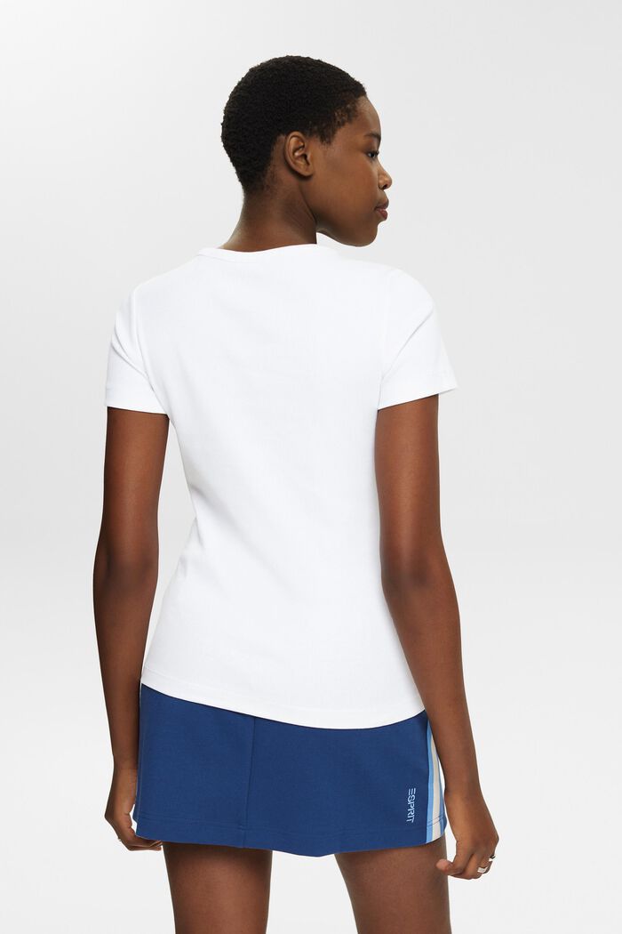 T-shirt à encolure ronde côtelée, WHITE, detail image number 3