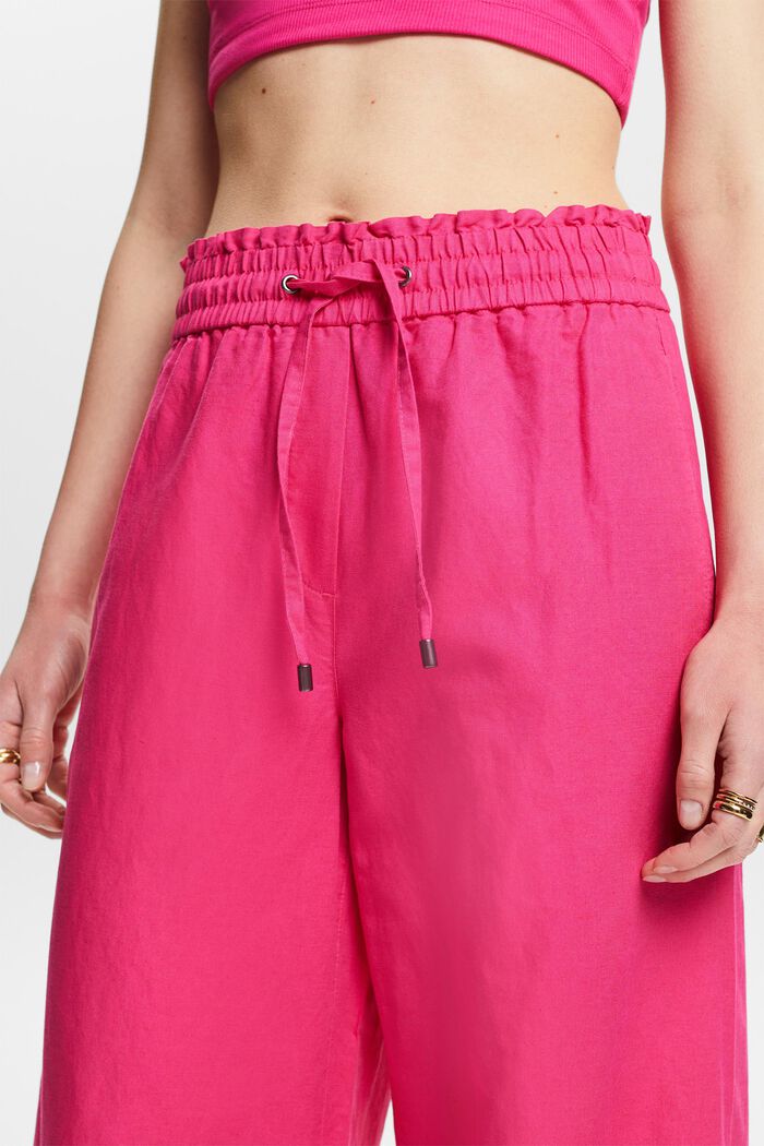 Pantalon en coton et lin, PINK FUCHSIA, detail image number 4