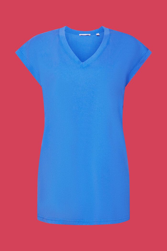 Lang T-shirt, 100% katoen, BRIGHT BLUE, detail image number 6