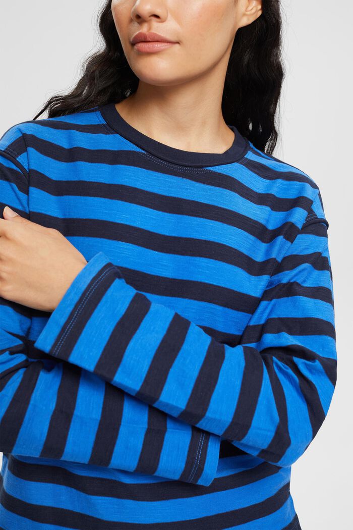 T-shirt manches longues rayé 100 % coton, BRIGHT BLUE, detail image number 2