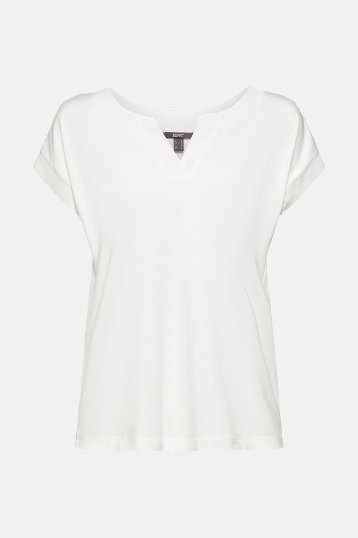 T-shirt met lyocell en chiffon details, OFF WHITE, detail image number 0