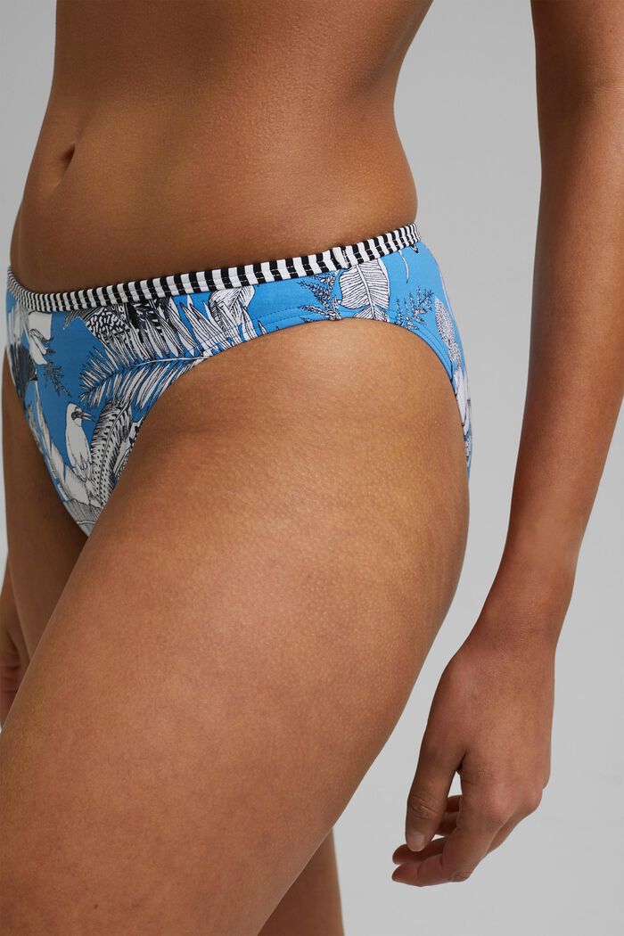 En matière recyclée : Slip de bikini à imprimé tropical, BLUE, detail image number 2