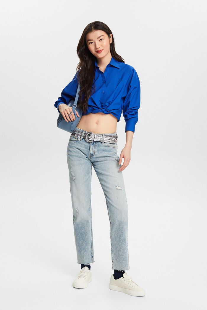 Jeans met middelhoge taille en rechte pijpen, BLUE LIGHT WASHED, detail image number 1