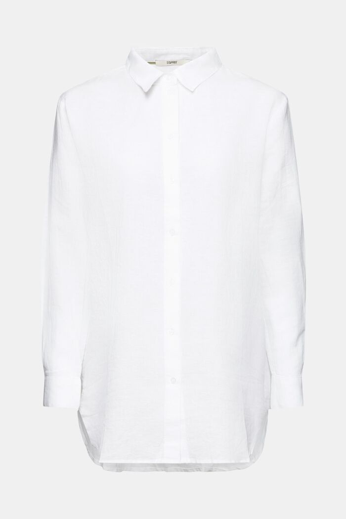 Overhemd van linnen van katoen, WHITE, detail image number 6
