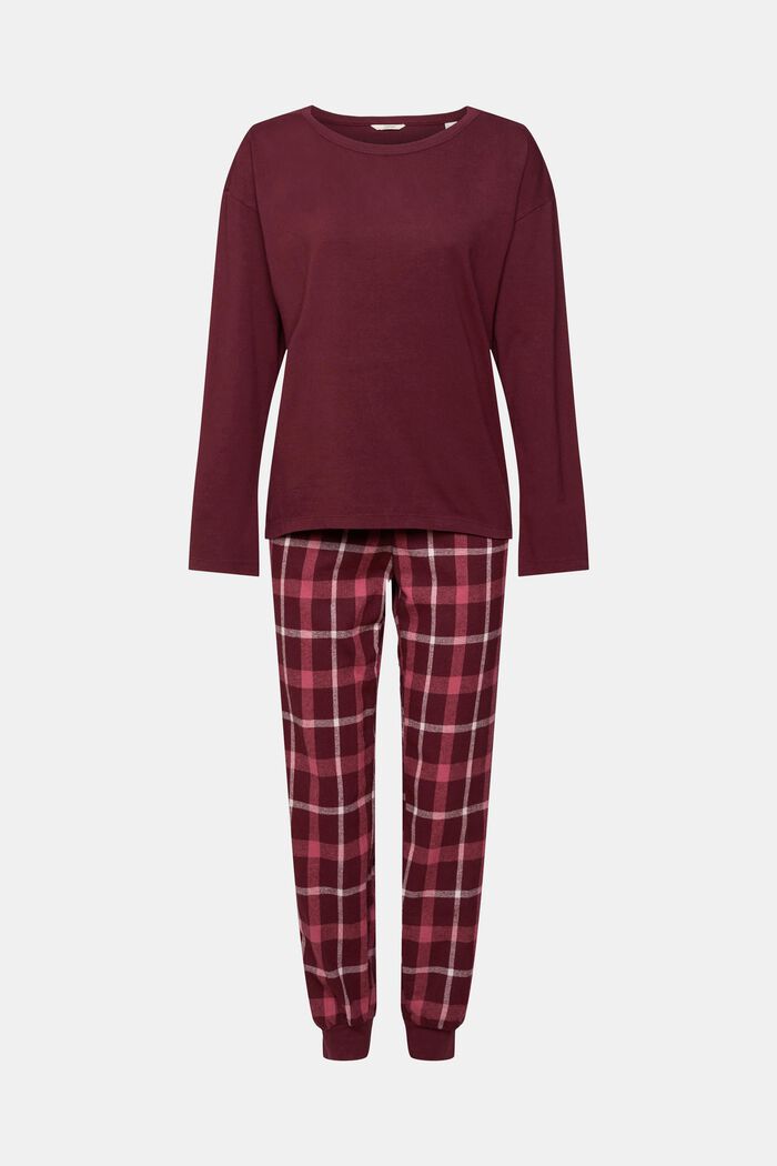 Ensemble de pyjama avec pantalon en flanelle à carreaux, BORDEAUX RED, detail image number 2