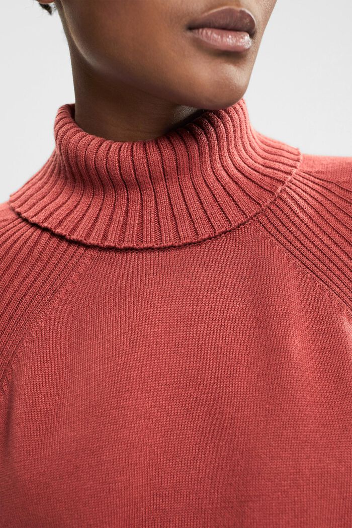 Pull-over à col roulé, 100 % coton, NEW TERRACOTTA, detail image number 0