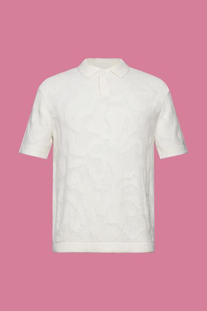 Polo en maille bouclette, OFF WHITE, overview