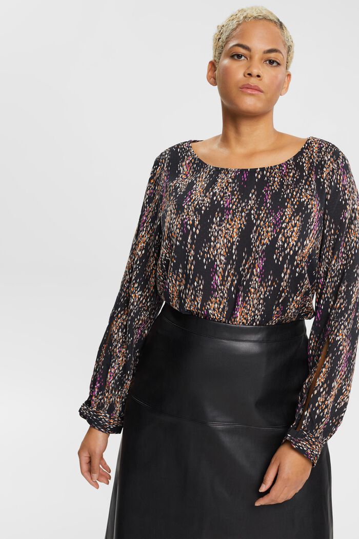 CURVY blouse met motief, BLACK, detail image number 0