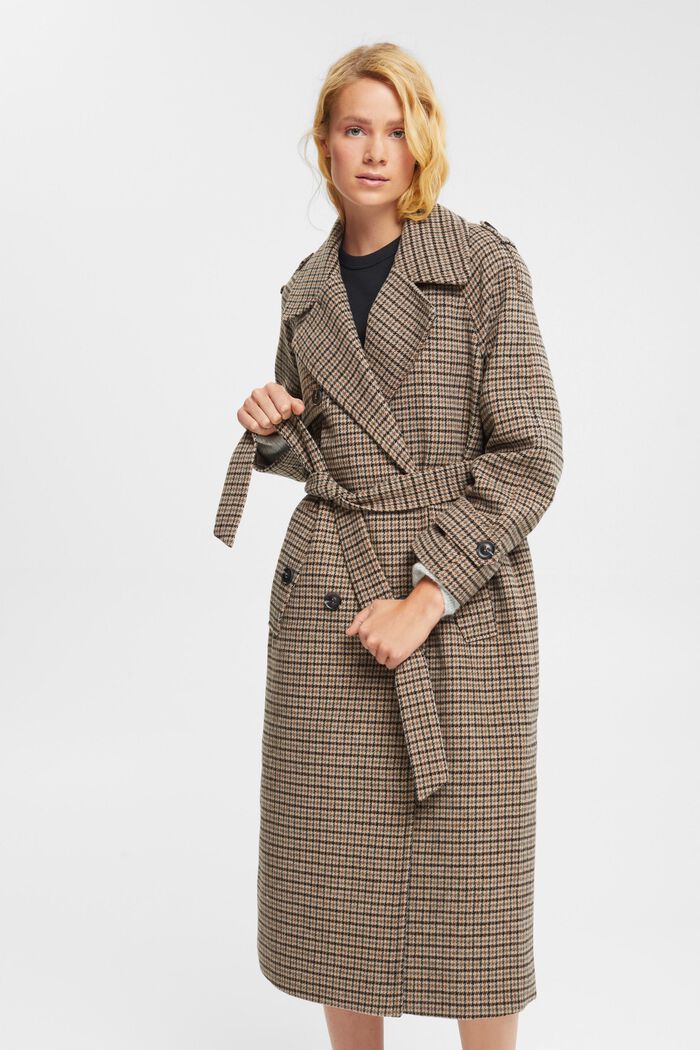 Manteau en laine mélangée à carreaux, BARK, overview