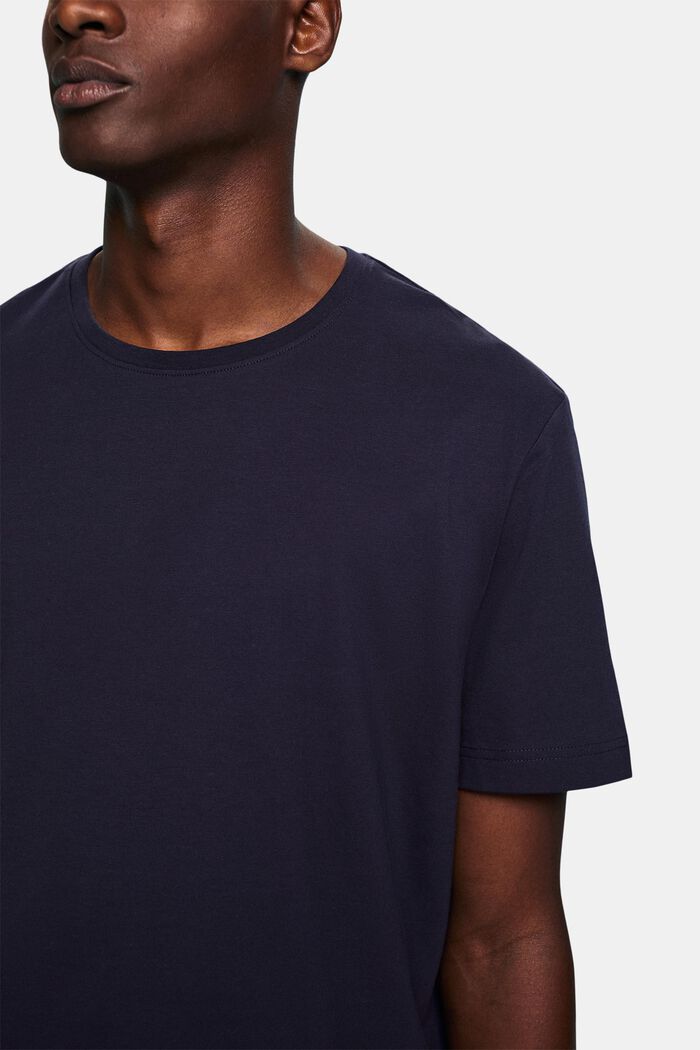 T-shirt col ras-du-cou en jersey de coton Pima, NAVY, detail image number 3