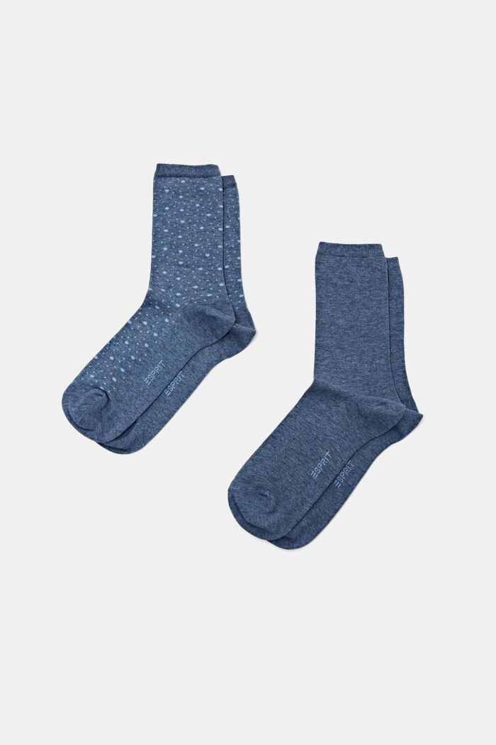 Set van 2 paar sokken, biologisch katoen, LIGHT DENIM, detail image number 1