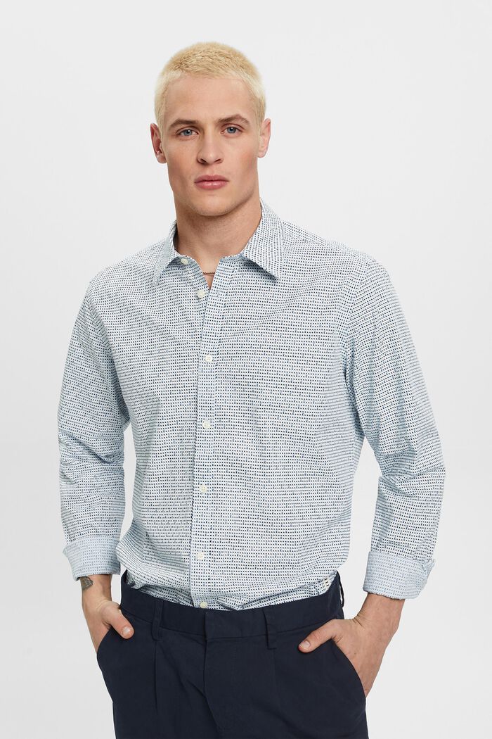 Slim fit-overhemd met patroon all-over, LIGHT BLUE, detail image number 0