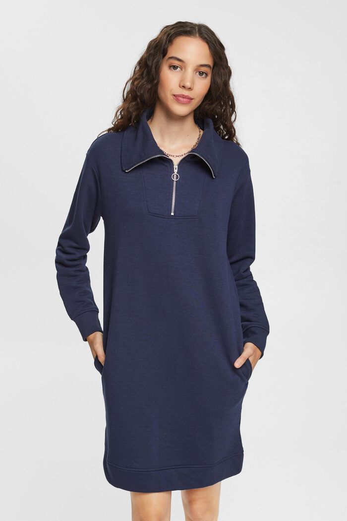 Robe sweat-shirt à zip court, NAVY, detail image number 0