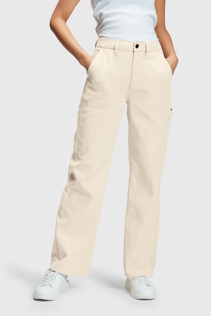90's jeans met hoge taille en rechte pijpen, SAND, detail image number 0