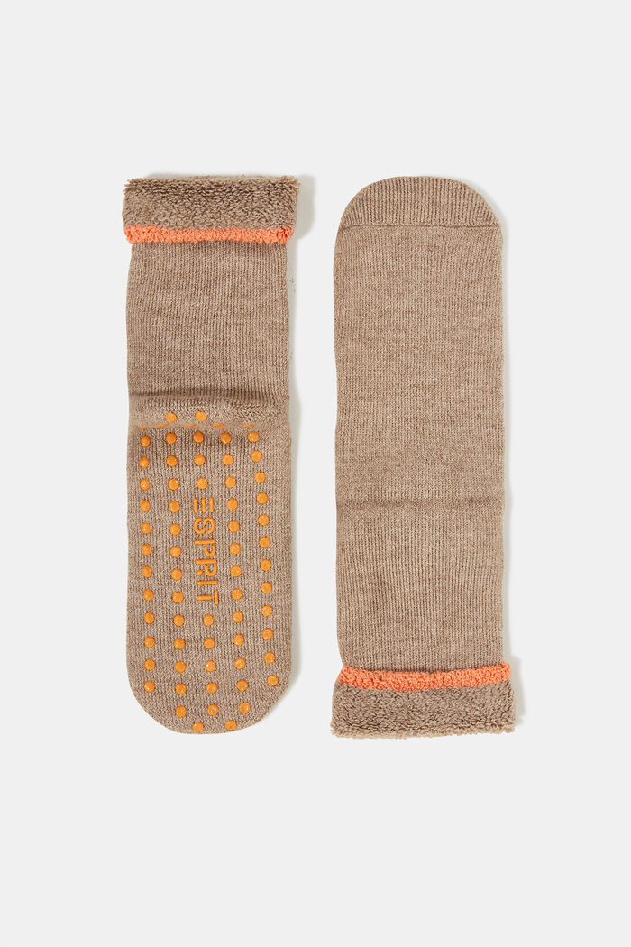 Zachte sokken met stroeve zool, wolmix, NUTMEG MELANGE, detail image number 0