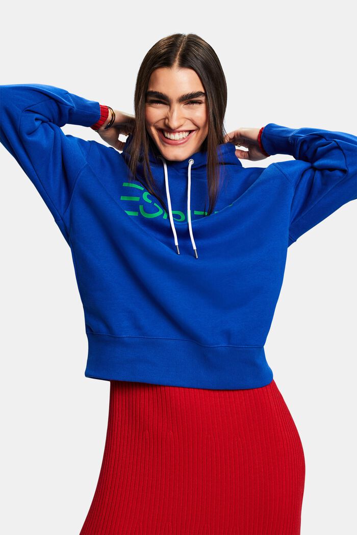 Uniseks hoodie van fleece met logo, BRIGHT BLUE, detail image number 4