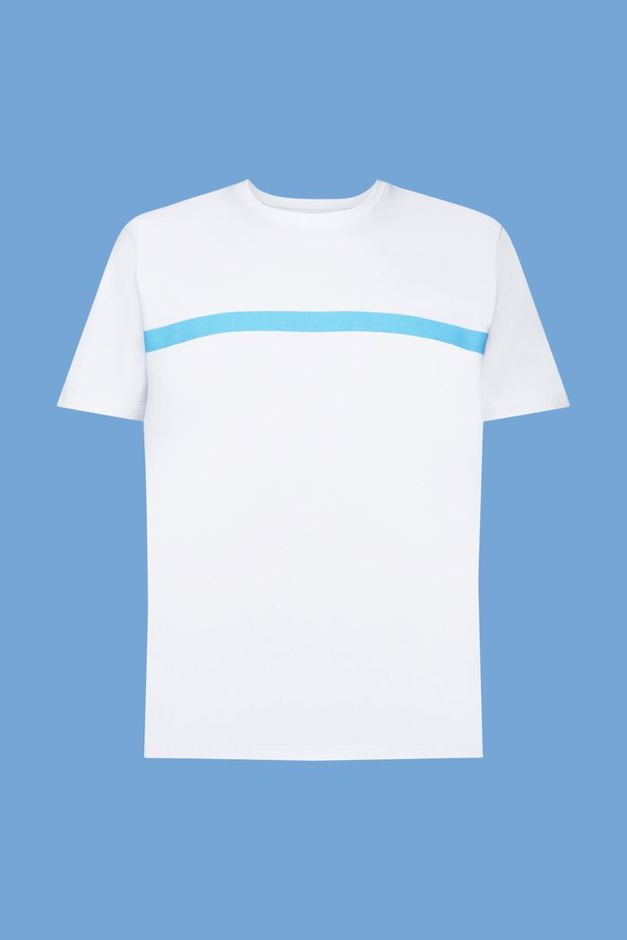 Katoenen T-shirt met contrasterende streep, WHITE, detail image number 5