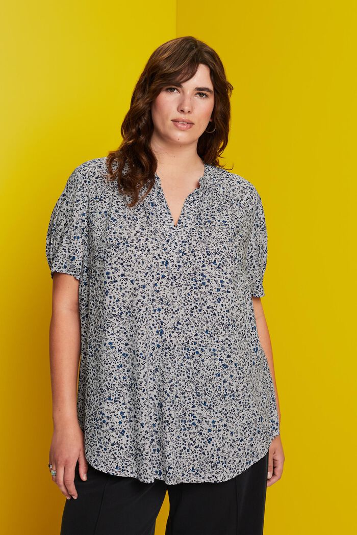 CURVY blouse met motief, LENZING™ ECOVERO™, WHITE, detail image number 0