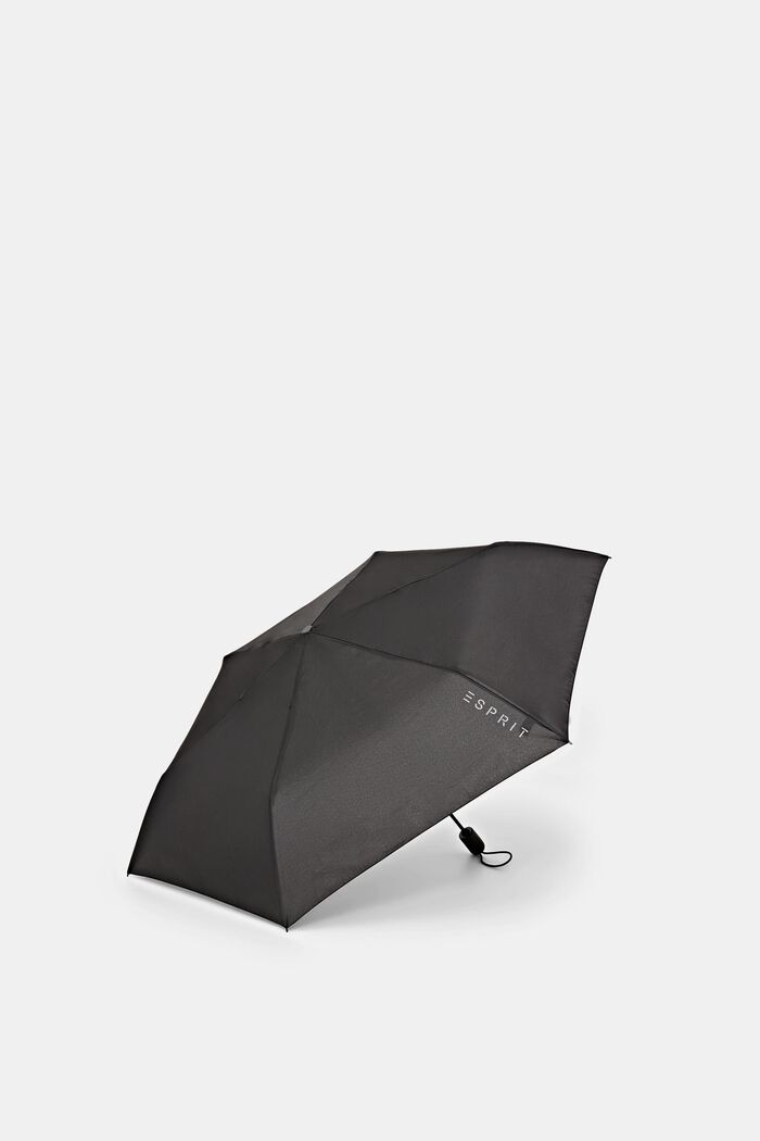 Opvouwbare, zwarte easymatic slimline paraplu, ONE COLOR, detail image number 2