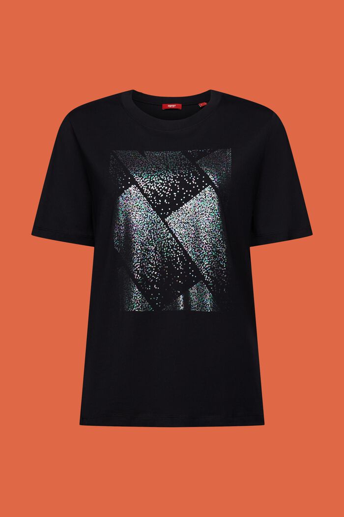 T-shirt met holografische print, BLACK, detail image number 5