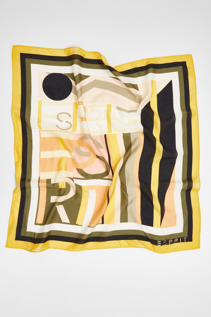 Met zijde: sjaal met motief, PALE KHAKI, detail image number 2